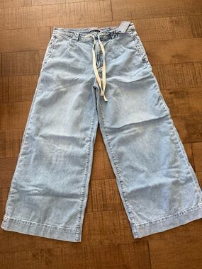 Joes draw string trouser Costa Rica size 31 wide leg mid/low rise Light Wash NWT